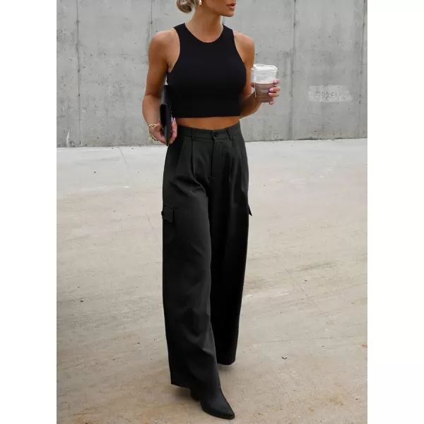 Dokotoo Womens High Waisted Wide Leg Cargo Pants Baggy Casual Combat Military Pants with 4 Pockets