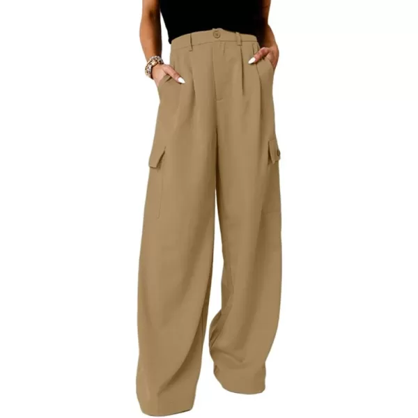 Dokotoo Womens High Waisted Wide Leg Cargo Pants Baggy Casual Combat Military Pants with 4 Pockets