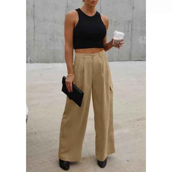 Dokotoo Womens High Waisted Wide Leg Cargo Pants Baggy Casual Combat Military Pants with 4 Pockets