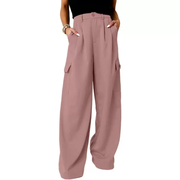 Dokotoo Womens High Waisted Wide Leg Cargo Pants Baggy Casual Combat Military Pants with 4 Pockets
