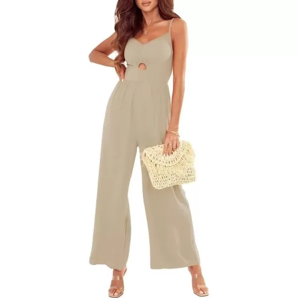 Dokotoo Women's Loose Sleeveless Jumpsuits Adjustable Spaghetti Strap Long Pant Romper Jumpsuit with Pockets