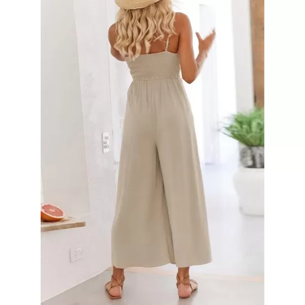 Dokotoo Women's Loose Sleeveless Jumpsuits Adjustable Spaghetti Strap Long Pant Romper Jumpsuit with Pockets