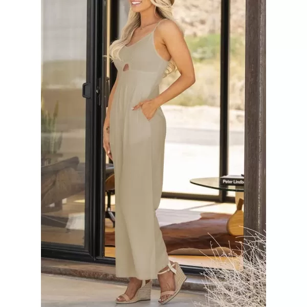Dokotoo Women's Loose Sleeveless Jumpsuits Adjustable Spaghetti Strap Long Pant Romper Jumpsuit with Pockets