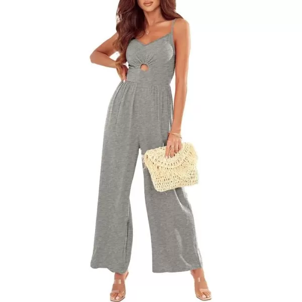 Dokotoo Women's Loose Sleeveless Jumpsuits Adjustable Spaghetti Strap Long Pant Romper Jumpsuit with Pockets
