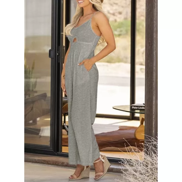 Dokotoo Women's Loose Sleeveless Jumpsuits Adjustable Spaghetti Strap Long Pant Romper Jumpsuit with Pockets