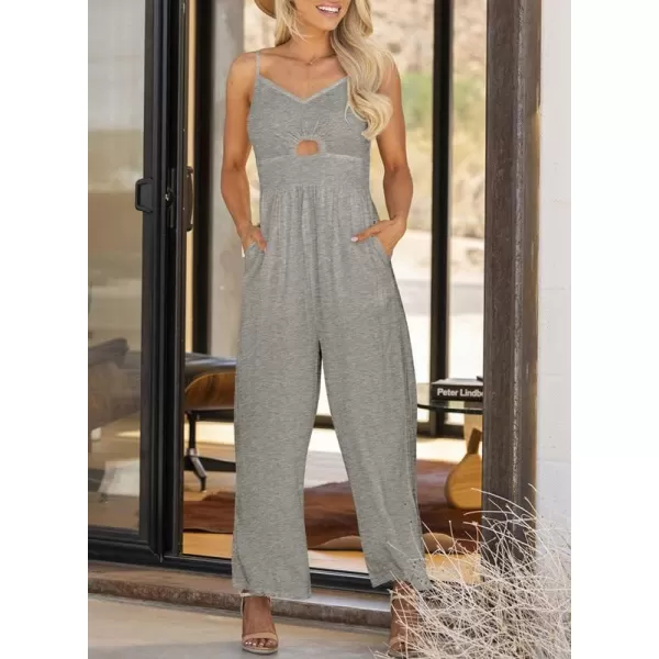 Dokotoo Women's Loose Sleeveless Jumpsuits Adjustable Spaghetti Strap Long Pant Romper Jumpsuit with Pockets