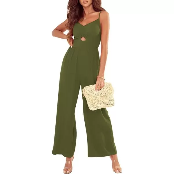 Dokotoo Women's Loose Sleeveless Jumpsuits Adjustable Spaghetti Strap Long Pant Romper Jumpsuit with Pockets