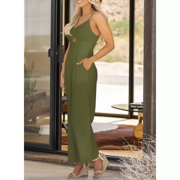 Dokotoo Women's Loose Sleeveless Jumpsuits Adjustable Spaghetti Strap Long Pant Romper Jumpsuit with Pockets