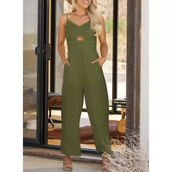 Dokotoo Women's Loose Sleeveless Jumpsuits Adjustable Spaghetti Strap Long Pant Romper Jumpsuit with Pockets