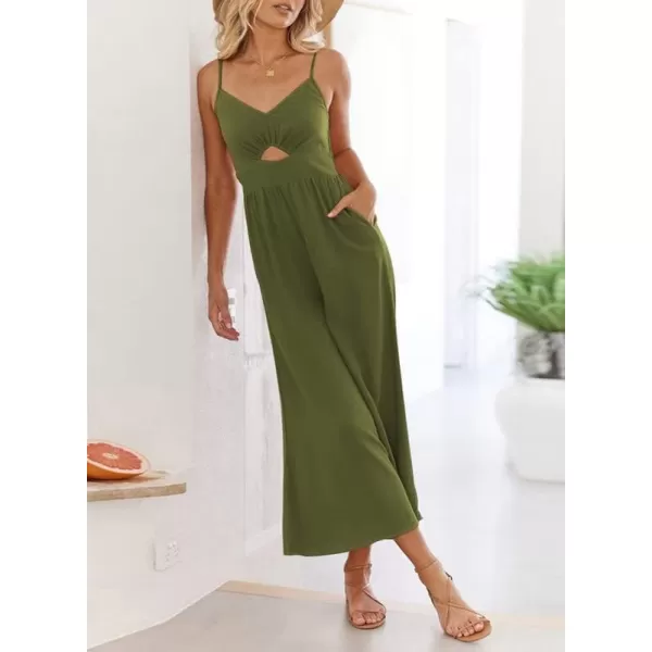 Dokotoo Women's Loose Sleeveless Jumpsuits Adjustable Spaghetti Strap Long Pant Romper Jumpsuit with Pockets