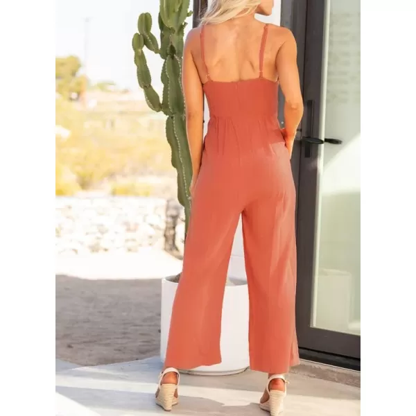 Dokotoo Women's Loose Sleeveless Jumpsuits Adjustable Spaghetti Strap Long Pant Romper Jumpsuit with Pockets