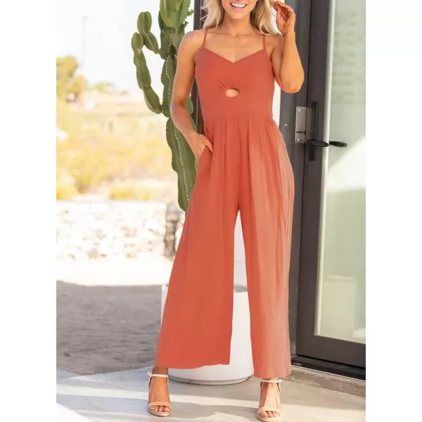 Dokotoo Women's Loose Sleeveless Jumpsuits Adjustable Spaghetti Strap Long Pant Romper Jumpsuit with Pockets