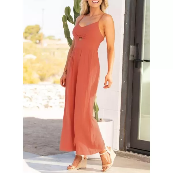 Dokotoo Women's Loose Sleeveless Jumpsuits Adjustable Spaghetti Strap Long Pant Romper Jumpsuit with Pockets