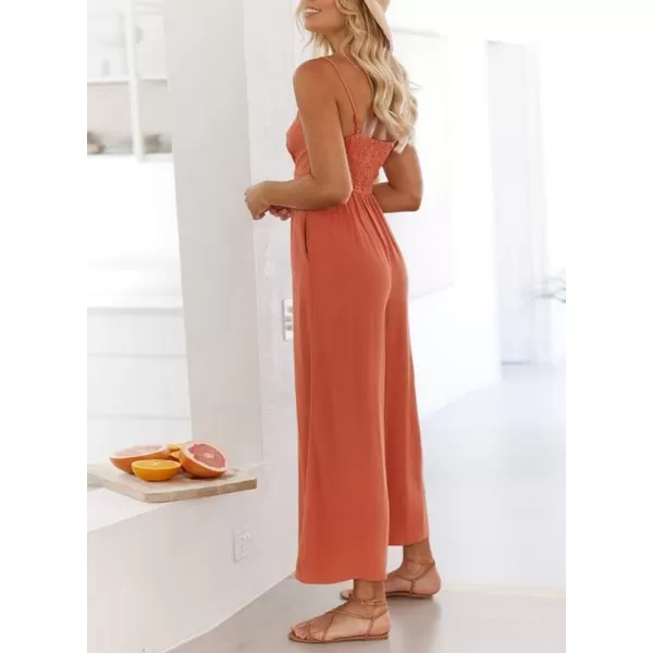 Dokotoo Women's Loose Sleeveless Jumpsuits Adjustable Spaghetti Strap Long Pant Romper Jumpsuit with Pockets