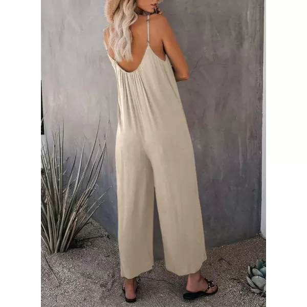 Dokotoo Women's Loose Sleeveless Jumpsuits Adjustable Spaghetti Strap Stretchy Long Pant Romper Jumpsuit with Pockets