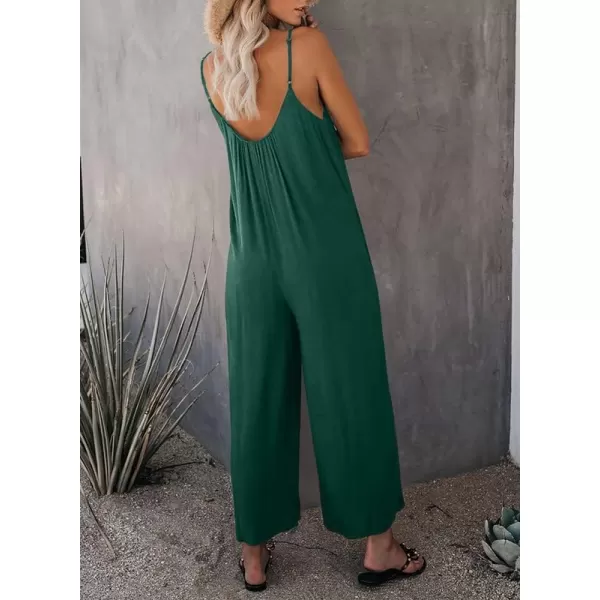 Dokotoo Women's Loose Sleeveless Jumpsuits Adjustable Spaghetti Strap Stretchy Long Pant Romper Jumpsuit with Pockets