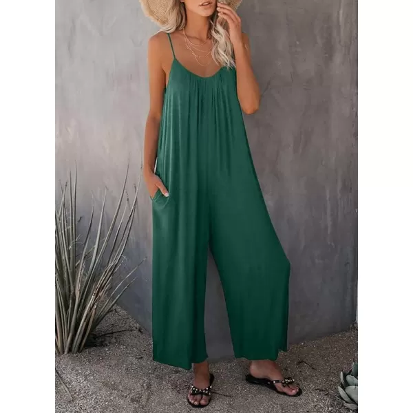 Dokotoo Women's Loose Sleeveless Jumpsuits Adjustable Spaghetti Strap Stretchy Long Pant Romper Jumpsuit with Pockets