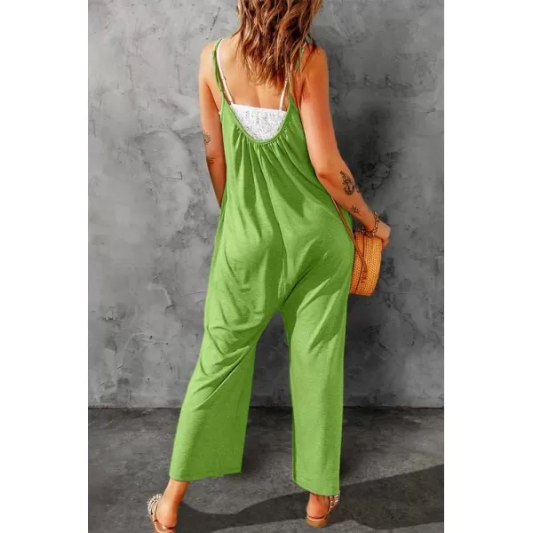 Dokotoo Women's Loose Sleeveless Jumpsuits Adjustable Spaghetti Strap Stretchy Long Pant Romper Jumpsuit with Pockets