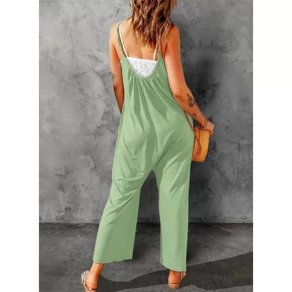 Dokotoo Women's Loose Sleeveless Jumpsuits Adjustable Spaghetti Strap Stretchy Long Pant Romper Jumpsuit with Pockets