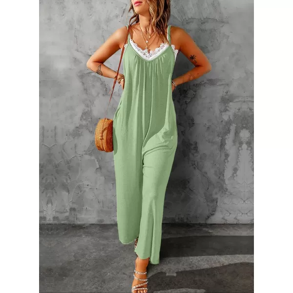 Dokotoo Women's Loose Sleeveless Jumpsuits Adjustable Spaghetti Strap Stretchy Long Pant Romper Jumpsuit with Pockets