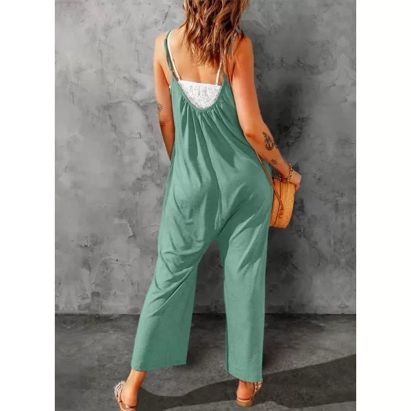 Dokotoo Women's Loose Sleeveless Jumpsuits Adjustable Spaghetti Strap Stretchy Long Pant Romper Jumpsuit with Pockets