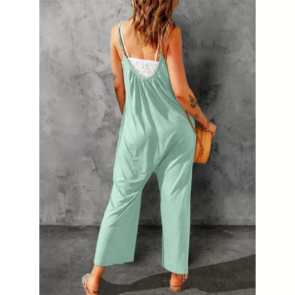 Dokotoo Women's Loose Sleeveless Jumpsuits Adjustable Spaghetti Strap Stretchy Long Pant Romper Jumpsuit with Pockets