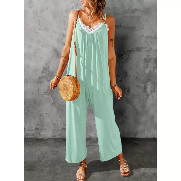 Dokotoo Women's Loose Sleeveless Jumpsuits Adjustable Spaghetti Strap Stretchy Long Pant Romper Jumpsuit with Pockets