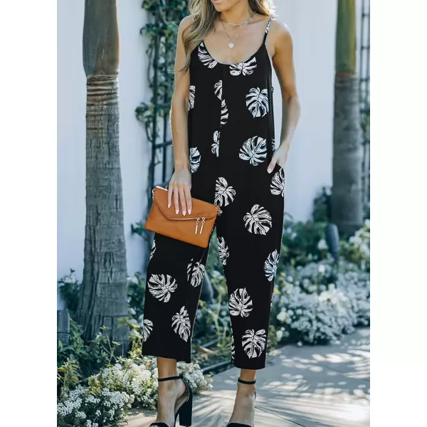 Dokotoo Women's Loose Sleeveless Jumpsuits Adjustable Spaghetti Strap Stretchy Long Pant Romper Jumpsuit with Pockets