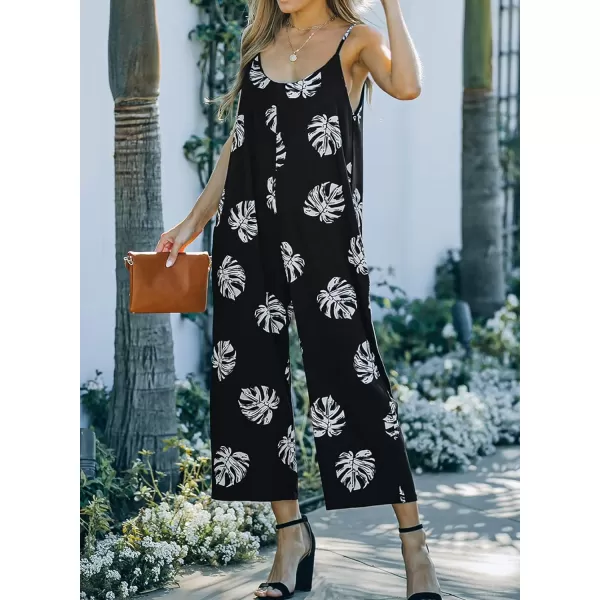 Dokotoo Women's Loose Sleeveless Jumpsuits Adjustable Spaghetti Strap Stretchy Long Pant Romper Jumpsuit with Pockets