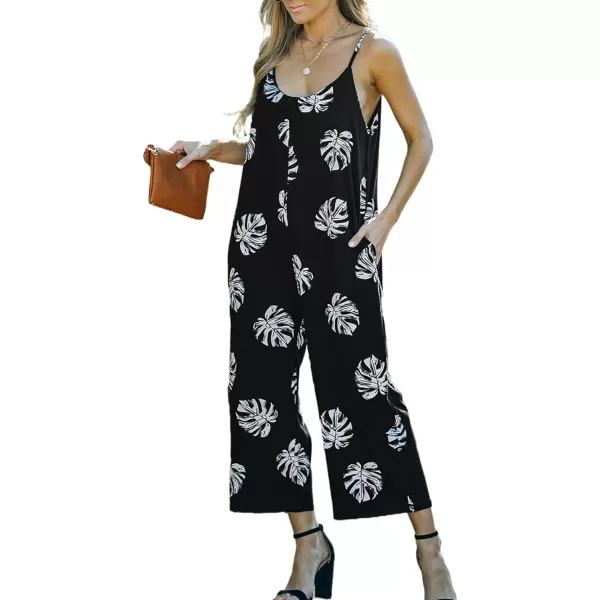 Dokotoo Women's Loose Sleeveless Jumpsuits Adjustable Spaghetti Strap Stretchy Long Pant Romper Jumpsuit with Pockets
