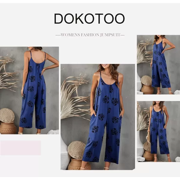 Dokotoo Women's Loose Sleeveless Jumpsuits Adjustable Spaghetti Strap Stretchy Long Pant Romper Jumpsuit with Pockets