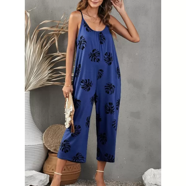 Dokotoo Women's Loose Sleeveless Jumpsuits Adjustable Spaghetti Strap Stretchy Long Pant Romper Jumpsuit with Pockets