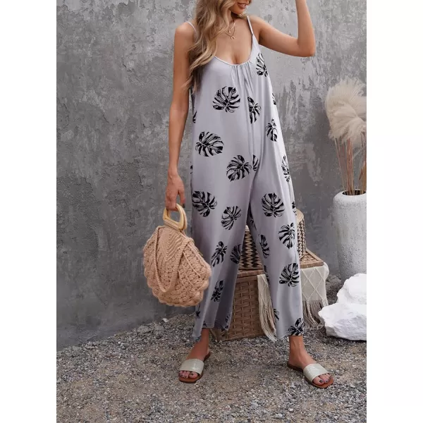 Dokotoo Women's Loose Sleeveless Jumpsuits Adjustable Spaghetti Strap Stretchy Long Pant Romper Jumpsuit with Pockets