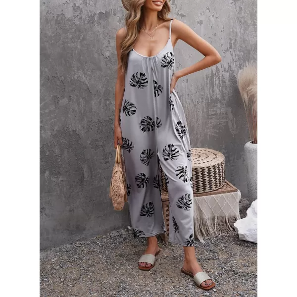 Dokotoo Women's Loose Sleeveless Jumpsuits Adjustable Spaghetti Strap Stretchy Long Pant Romper Jumpsuit with Pockets