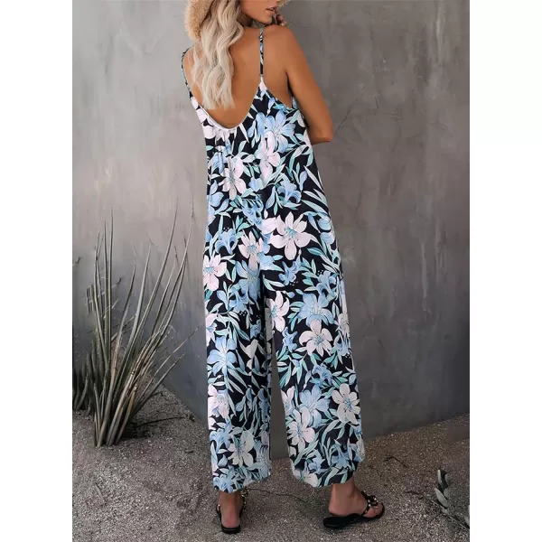 Dokotoo Women's Loose Sleeveless Jumpsuits Adjustable Spaghetti Strap Stretchy Long Pant Romper Jumpsuit with Pockets