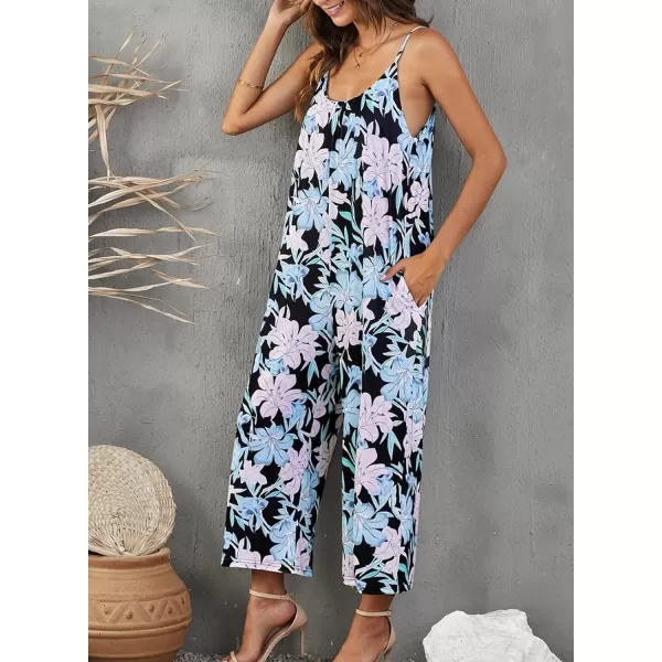 Dokotoo Women's Loose Sleeveless Jumpsuits Adjustable Spaghetti Strap Stretchy Long Pant Romper Jumpsuit with Pockets