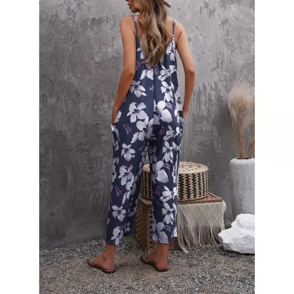 Dokotoo Women's Loose Sleeveless Jumpsuits Adjustable Spaghetti Strap Stretchy Long Pant Romper Jumpsuit with Pockets