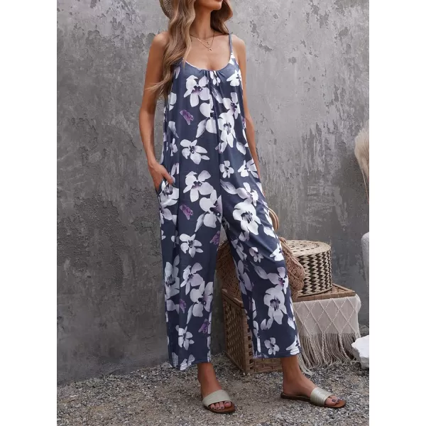 Dokotoo Women's Loose Sleeveless Jumpsuits Adjustable Spaghetti Strap Stretchy Long Pant Romper Jumpsuit with Pockets