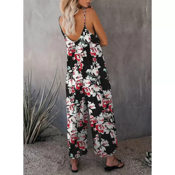 Dokotoo Women's Loose Sleeveless Jumpsuits Adjustable Spaghetti Strap Stretchy Long Pant Romper Jumpsuit with Pockets