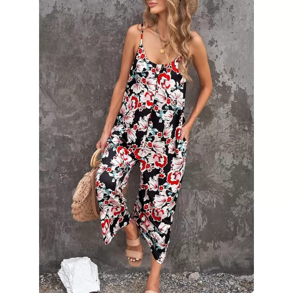 Dokotoo Women's Loose Sleeveless Jumpsuits Adjustable Spaghetti Strap Stretchy Long Pant Romper Jumpsuit with Pockets