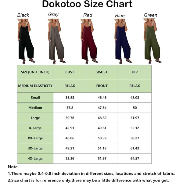 Dokotoo Women's Loose Sleeveless Jumpsuits Adjustable Spaghetti Strap Stretchy Long Pant Romper Jumpsuit with Pockets