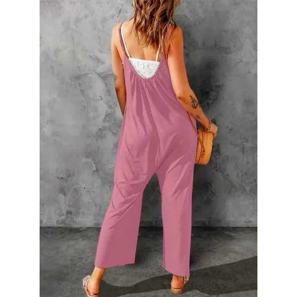 Dokotoo Women's Loose Sleeveless Jumpsuits Adjustable Spaghetti Strap Stretchy Long Pant Romper Jumpsuit with Pockets