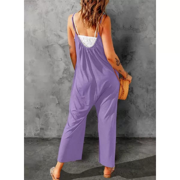 Dokotoo Women's Loose Sleeveless Jumpsuits Adjustable Spaghetti Strap Stretchy Long Pant Romper Jumpsuit with Pockets