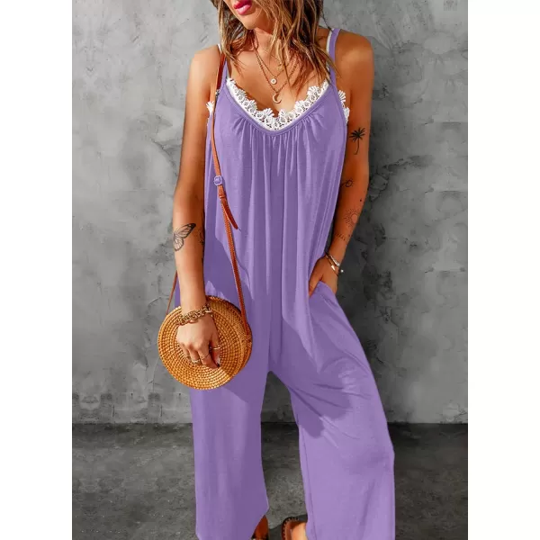 Dokotoo Women's Loose Sleeveless Jumpsuits Adjustable Spaghetti Strap Stretchy Long Pant Romper Jumpsuit with Pockets