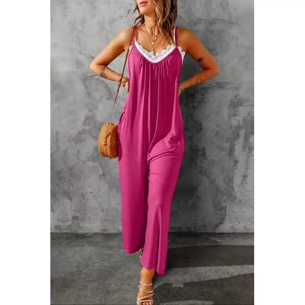 Dokotoo Women's Loose Sleeveless Jumpsuits Adjustable Spaghetti Strap Stretchy Long Pant Romper Jumpsuit with Pockets