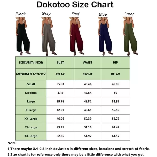 Dokotoo Women's Loose Sleeveless Jumpsuits Adjustable Spaghetti Strap Stretchy Long Pant Romper Jumpsuit with Pockets