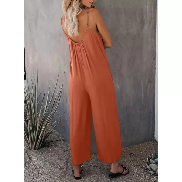 Dokotoo Women's Loose Sleeveless Jumpsuits Adjustable Spaghetti Strap Stretchy Long Pant Romper Jumpsuit with Pockets