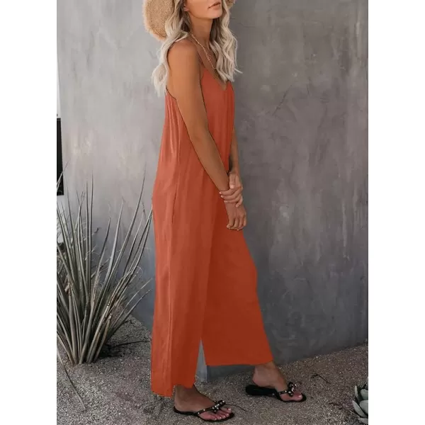 Dokotoo Women's Loose Sleeveless Jumpsuits Adjustable Spaghetti Strap Stretchy Long Pant Romper Jumpsuit with Pockets