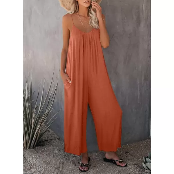 Dokotoo Women's Loose Sleeveless Jumpsuits Adjustable Spaghetti Strap Stretchy Long Pant Romper Jumpsuit with Pockets