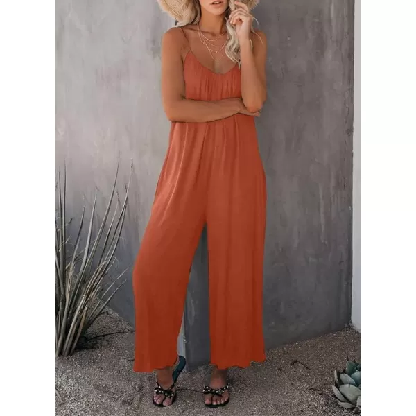Dokotoo Women's Loose Sleeveless Jumpsuits Adjustable Spaghetti Strap Stretchy Long Pant Romper Jumpsuit with Pockets